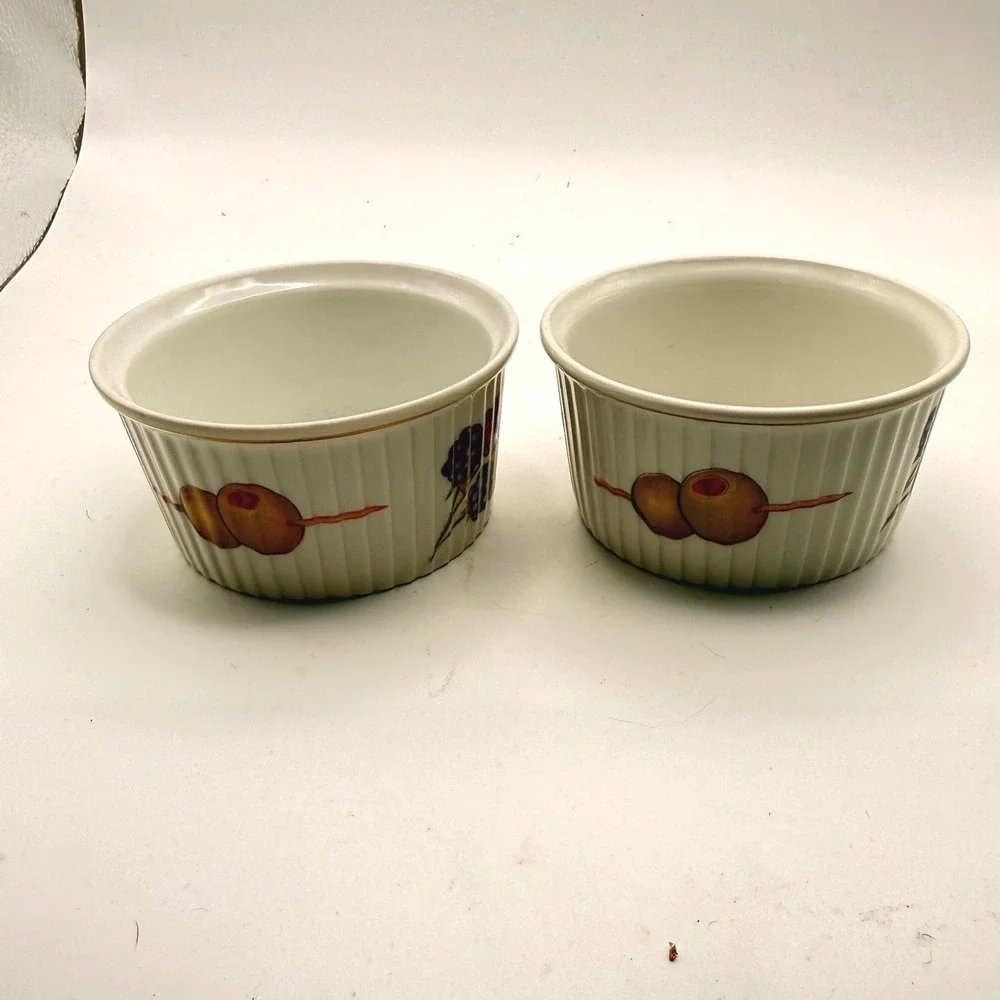 Royal Worcester Evesham Vale Ramekins Set of 2 Olive Blackberry Made in England
